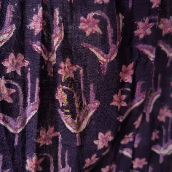 Vintage 70s Phool Indian Cotton Gauze Block Print Peasant Dress Size 4 Boho - Picture 11 of 16